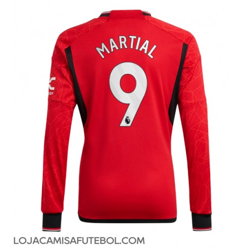 Camisa de Futebol Manchester United Anthony Martial #9 Equipamento Principal 2023-24 Manga Comprida